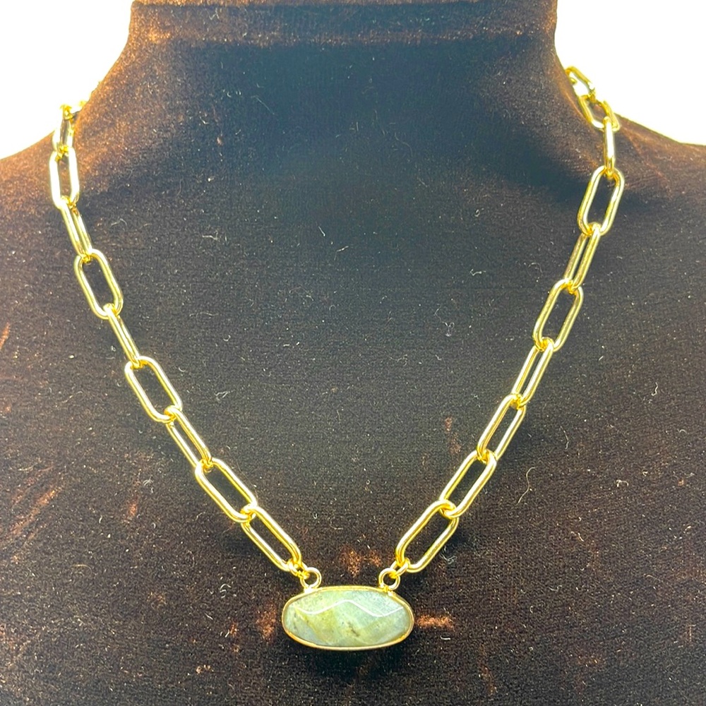 Gold Chain Link Labradorite Necklace